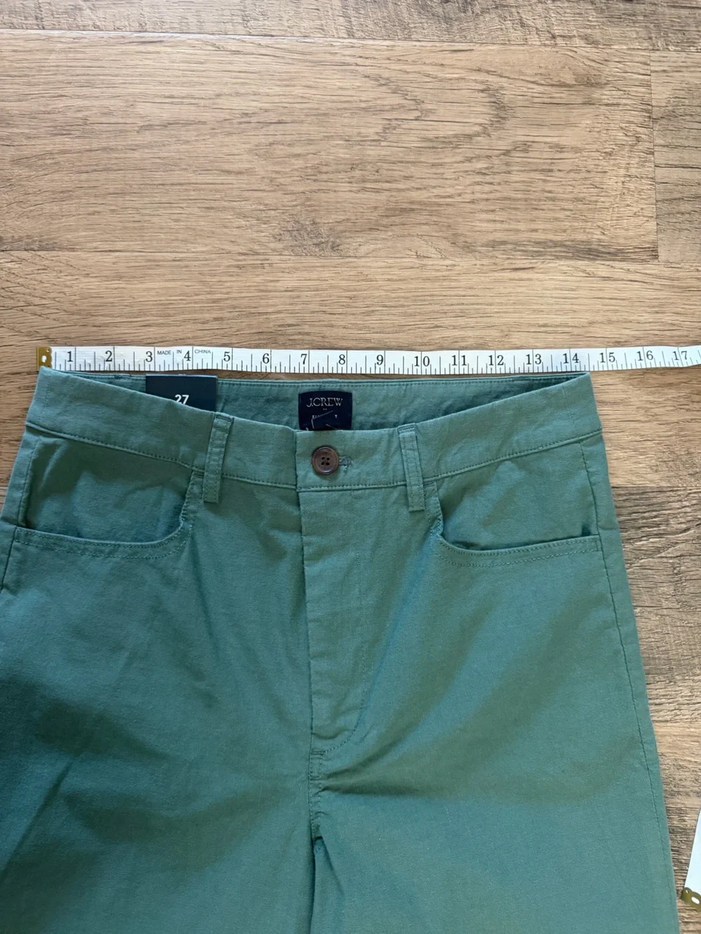NWT J.Crew Ella Pant Wide Leg Olive Green Linen Blend Size 27
